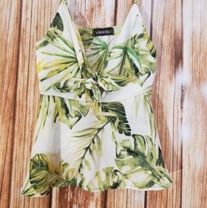Tropical Palm Leaf Cropped Tank